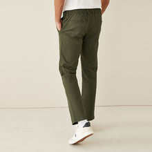 Load image into Gallery viewer, Khaki Green Elasticated Waist Skinny Fit Stretch Chino Trousers