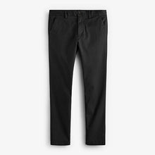 Load image into Gallery viewer, Black Elasticated Waist Skinny Fit Stretch Chino Trousers