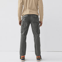Load image into Gallery viewer, Charcoal Grey Authentic Stretch Cotton Blend Cargo Trousers