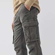 Load image into Gallery viewer, Charcoal Grey Authentic Stretch Cotton Blend Cargo Trousers
