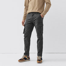 Load image into Gallery viewer, Charcoal Grey Authentic Stretch Cotton Blend Cargo Trousers