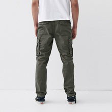 Load image into Gallery viewer, Khaky Green Authentic Stretch Cotton Blend Cargo Trousers