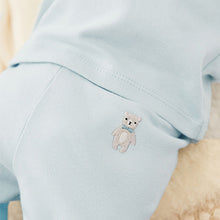 Load image into Gallery viewer, Blue Baby 3 Piece Embroidered Top, Leggings And Cardigan Set (0mth-18mths)