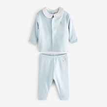 Load image into Gallery viewer, Blue Baby 3 Piece Embroidered Top, Leggings And Cardigan Set (0mth-18mths)