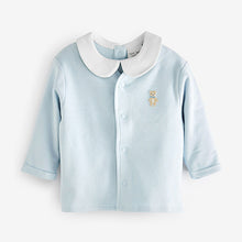 Load image into Gallery viewer, Blue Baby 3 Piece Embroidered Top, Leggings And Cardigan Set (0mth-18mths)