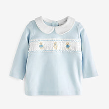 Load image into Gallery viewer, Blue Baby 3 Piece Embroidered Top, Leggings And Cardigan Set (0mth-18mths)