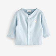 Load image into Gallery viewer, Blue Baby 3 Piece Embroidered Top, Leggings And Cardigan Set (0mth-18mths)