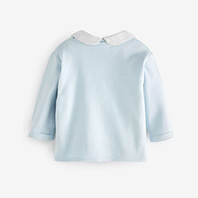 Load image into Gallery viewer, Blue Baby 3 Piece Embroidered Top, Leggings And Cardigan Set (0mth-18mths)