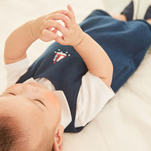 Load image into Gallery viewer, Navy Blue Baby Jersey Short Leg Dungarees (0mths-18mths)
