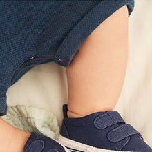 Load image into Gallery viewer, Navy Blue Baby Jersey Short Leg Dungarees (0mths-18mths)