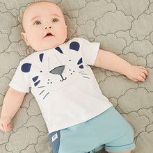 Load image into Gallery viewer, White and Blue Baby Tiger Baby T-Shirt And Shorts Set (0mths-18mths)