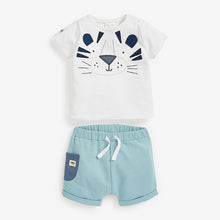 Load image into Gallery viewer, White and Blue Baby Tiger Baby T-Shirt And Shorts Set (0mths-18mths)