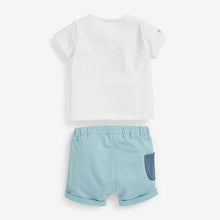 Load image into Gallery viewer, White and Blue Baby Tiger Baby T-Shirt And Shorts Set (0mths-18mths)