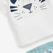 Load image into Gallery viewer, White and Blue Baby Tiger Baby T-Shirt And Shorts Set (0mths-18mths)