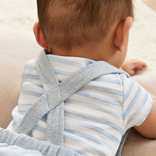 Load image into Gallery viewer, Blue Applique Boat Baby Jersey Dungarees And Bodysuit Set (0mths-18mths)