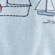 Load image into Gallery viewer, Blue Applique Boat Baby Jersey Dungarees And Bodysuit Set (0mths-18mths)