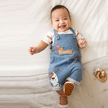 Load image into Gallery viewer, Denim Applique Dog Dungaree Set (0mth-18mths)