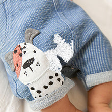 Load image into Gallery viewer, Denim Applique Dog Dungaree Set (0mth-18mths)