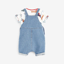 Load image into Gallery viewer, Denim Applique Dog Dungaree Set (0mth-18mths)