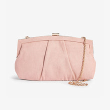 Load image into Gallery viewer, Nude Pleated Detail Frame Clutch Bag With Across-Body Strap