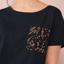 Load image into Gallery viewer, Navy Blue Animal Print Cotton Short Sleeve Pyjamas