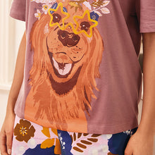 Load image into Gallery viewer, Lilac Dog Print Cotton Jersey Pyjama Short Set