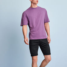 Load image into Gallery viewer, Black Skinny Fit Denim Shorts