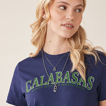 Load image into Gallery viewer, Navy Blue Calabasas Graphic Short Sleeve Crew Neck T-Shirt