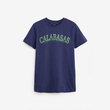 Load image into Gallery viewer, Navy Blue Calabasas Graphic Short Sleeve Crew Neck T-Shirt