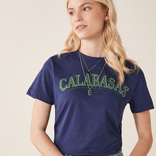 Load image into Gallery viewer, Navy Blue Calabasas Graphic Short Sleeve Crew Neck T-Shirt
