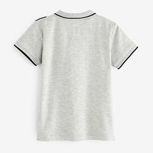 Load image into Gallery viewer, Black/White/Grey Short Sleeve Vertical Stripe Zip Polo Shirt (3mths-5yrs)