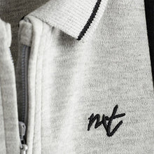 Load image into Gallery viewer, Black/White/Grey Short Sleeve Vertical Stripe Zip Polo Shirt (3mths-5yrs)