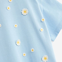Load image into Gallery viewer, Blue Daisy Crochet T-Shirt (3-12yrs)