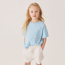 Load image into Gallery viewer, Blue Daisy Crochet T-Shirt (3-12yrs)