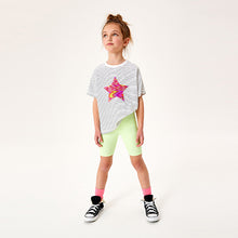 Load image into Gallery viewer, White Stripe Flippy Sequin Star T-Shirt (3-12yrs)