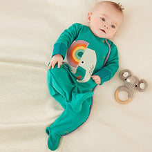 Load image into Gallery viewer, Green Elephant Baby 3 Pack Sleepsuits (0mths-18mths)