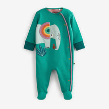 Load image into Gallery viewer, Green Elephant Baby 3 Pack Sleepsuits (0mths-18mths)