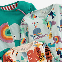 Load image into Gallery viewer, Green Elephant Baby 3 Pack Sleepsuits (0mths-18mths)