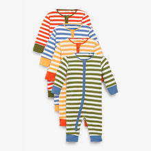 Load image into Gallery viewer, Bright Stripe Footless 4 Pack Sleepsuits (0mth-18mths)
