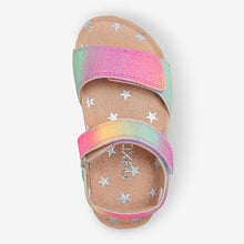 Load image into Gallery viewer, Rainbow Glitter Adjustable Strap Corkbed Sandals (Younger Girls)