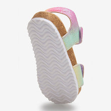 Load image into Gallery viewer, Rainbow Glitter Adjustable Strap Corkbed Sandals (Younger Girls)