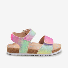 Load image into Gallery viewer, Rainbow Glitter Adjustable Strap Corkbed Sandals (Younger Girls)