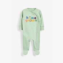 Load image into Gallery viewer, Mint Green Home Grown Baby Sleepsuits 3 Pack (0mth-18mths)