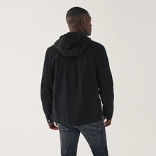 Load image into Gallery viewer, Black Cotton Shacket With Detachable Jersey Hood