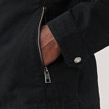 Load image into Gallery viewer, Black Cotton Shacket With Detachable Jersey Hood