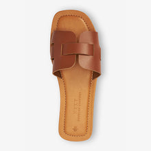 Load image into Gallery viewer, Tan Brown Forever Comfort® Leather Mule Flat Sandals