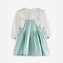 Load image into Gallery viewer, Mint Green Blouse And Pinafore Set (3mths-6yrs)