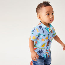 Load image into Gallery viewer, Blue Short Sleeve Fun Print Shirt (3mths-5yrs)