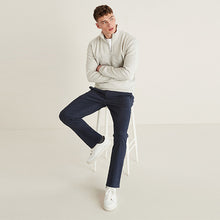 Load image into Gallery viewer, Navy Slim Fit Belted Soft Touch Chino Trousers