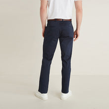 Load image into Gallery viewer, Navy Slim Fit Belted Soft Touch Chino Trousers
